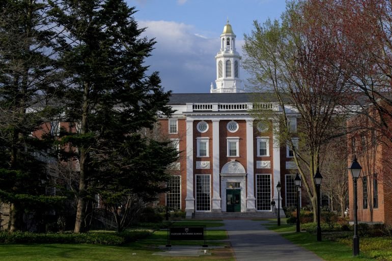 FILE PHOTO: A view of the Business School campus of Harvard University in Cambridge, Massachusetts, U.S., April 15, 2025. REUTERS/Faith Ninivaggi/File Photo