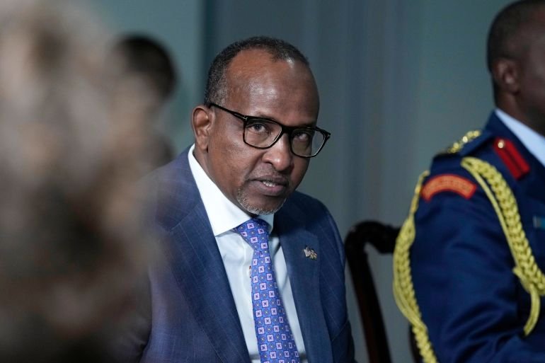 Kenya's Defense Minister Aden Duale speaks during a meeting with Defense Secretary Lloyd Austin at the Pentagon in Washington, Wednesday, Feb. 7, 2024. (AP Photo/Susan Walsh)