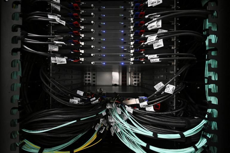 Jupiter, Nvidia's new high-performance computer, during its ceremonial launch, marking the start of operations for the first European supercomputer of the exascale class, at Juelich research centre, in Juelich, Germany, September 5, 2025. REUTERS/Jana Rodenbusch