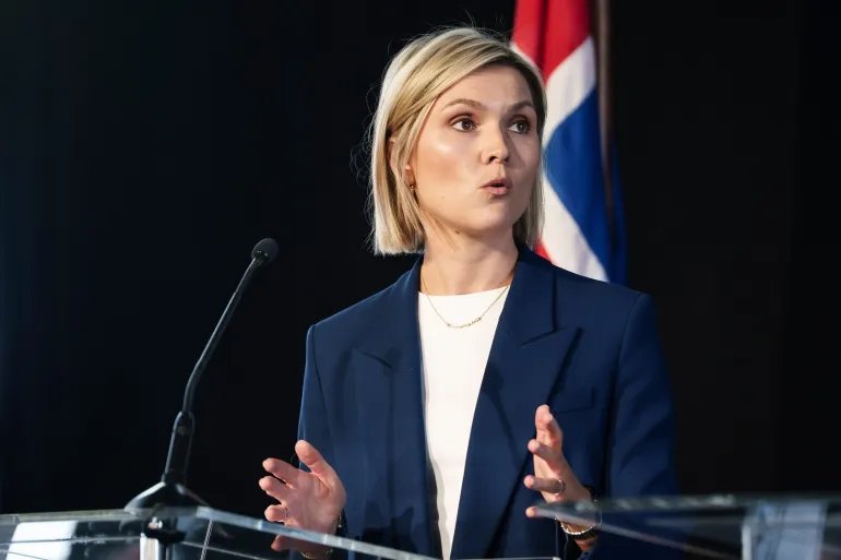 Icelandic Prime Minister Kristrún Frostadóttir speaks during a news conference at Harpa Concert Hall in Reykjavik, Iceland, Sunday, Aug. 30, 2026. (AP Photo/Marco Di Marco)