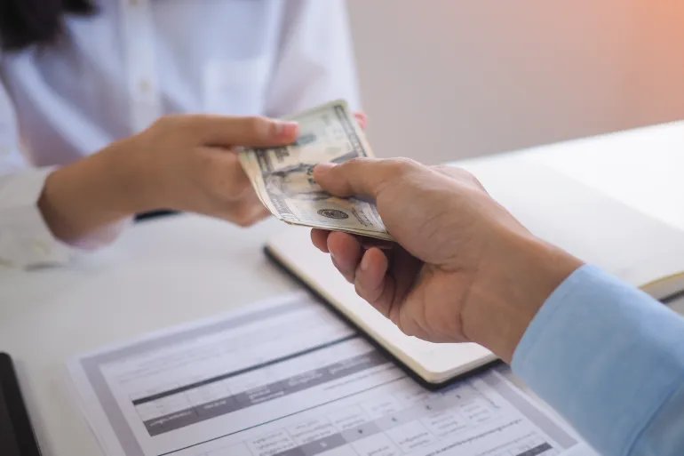 Business loans from bank employees. Loan agreement Financial concept adobe stock