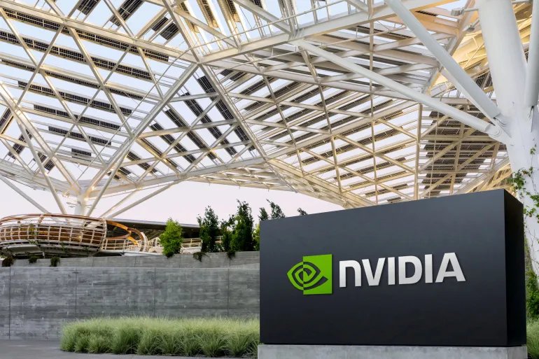 FILE PHOTO: FILE PHOTO: The logo of NVIDIA as seen at its corporate headquarters in Santa Clara, California, in May of 2022. Courtesy NVIDIA/Handout via REUTERS THIS IMAGE HAS BEEN SUPPLIED BY A THIRD PARTY. MANDATORY CREDIT/File Photo/File Photo