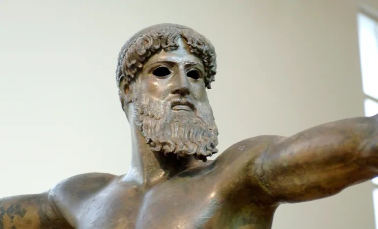 A statue of Zeus in the National Museum Athens. (Photo by Jeff Overs/BBC News & Current Affairs via Getty Images)