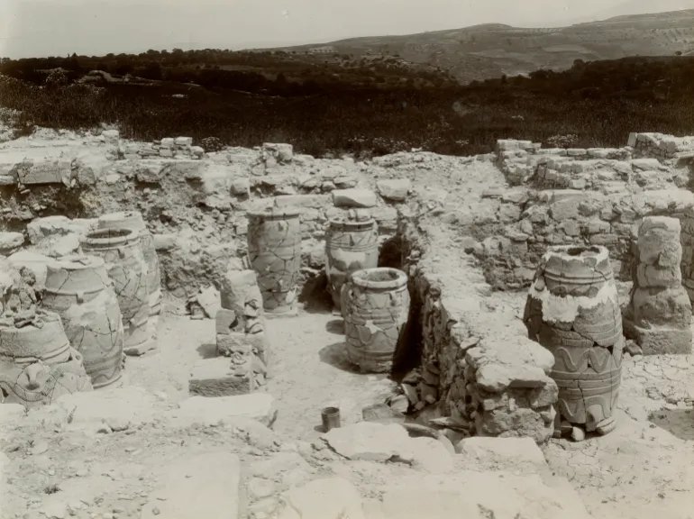 Pithos in House A, Mycenaean archaeological site in Tylissos, Crete, Greece, 1909-1913.