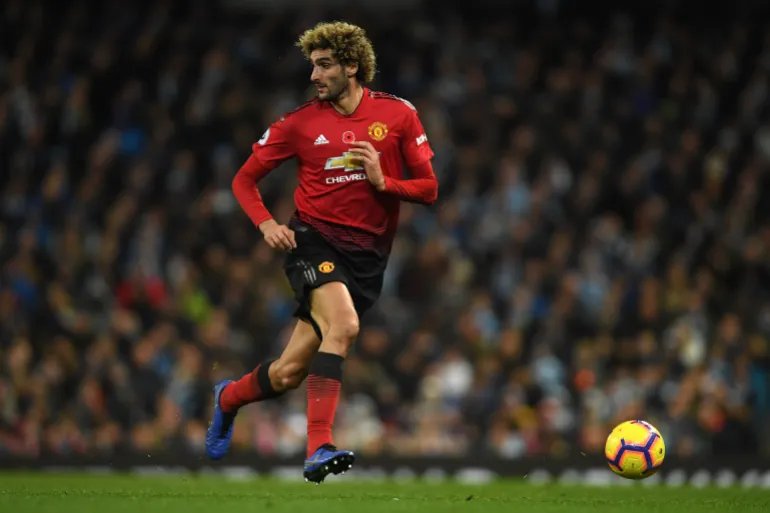 MANCHESTER, ENGLAND - NOVEMBER 11: Marouane Fellaini of Manchester United in action during the Premier League match between Manchester City and Manchester United at Etihad Stadium on November 11, 2018 in Manchester, United Kingdom. (Photo by Mike Hewitt/Getty Images)