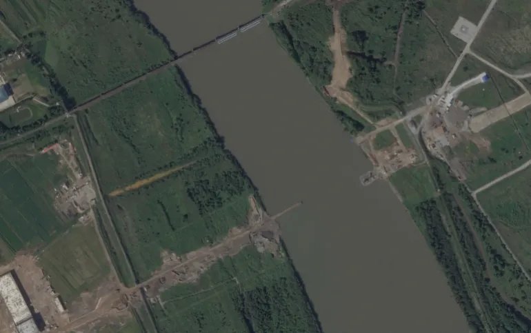 A satellite image shows the area spanning the Tumen River before the first road bridge between North Korea and Russia on the border between the two countries, September 11, 2025. 2026 Planet Labs PBC/Handout via REUTERS THIS IMAGE HAS BEEN SUPPLIED BY A THIRD PARTY. MANDATORY CREDIT