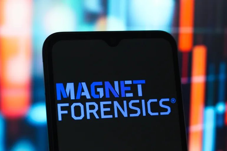 CANADA - 2025/05/14: In this photo illustration, the Magnet Forensics logo is seen displayed on a smartphone screen. (Photo Illustration by Thomas Fuller/SOPA Images/LightRocket via Getty Images)