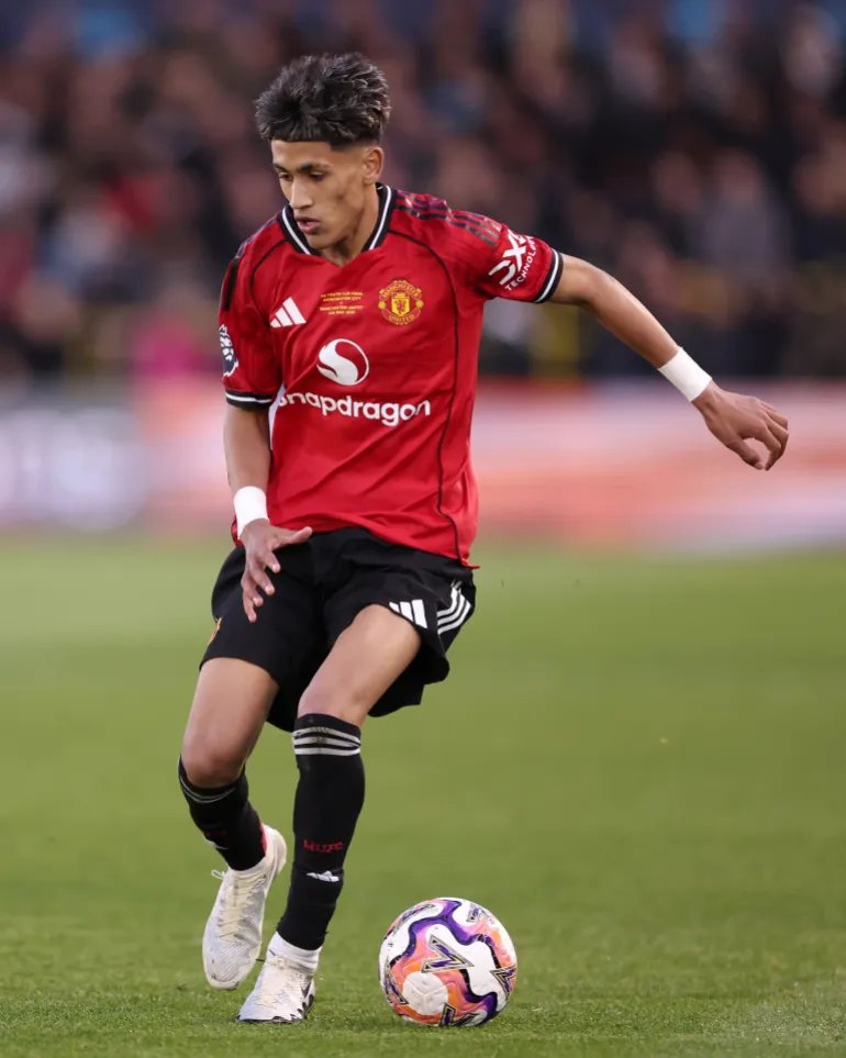 MANCHESTER, ENGLAND - MAY 14: JJ Gabriel of Manchester United during the FA Youth Cup Final match between Manchester City and Manchester United at Joie Stadium on May 14, 2026 in Manchester, England. (Photo by Naomi Baker/Getty Images)