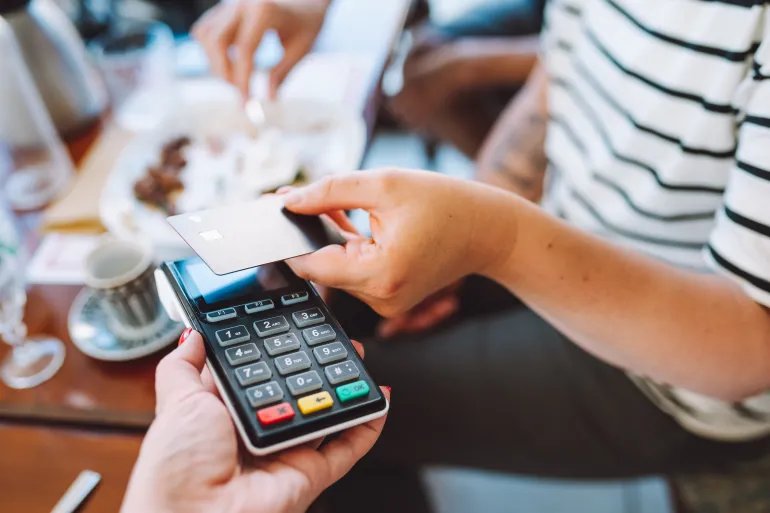 A convenient way to pay for cafe items using credit cards.