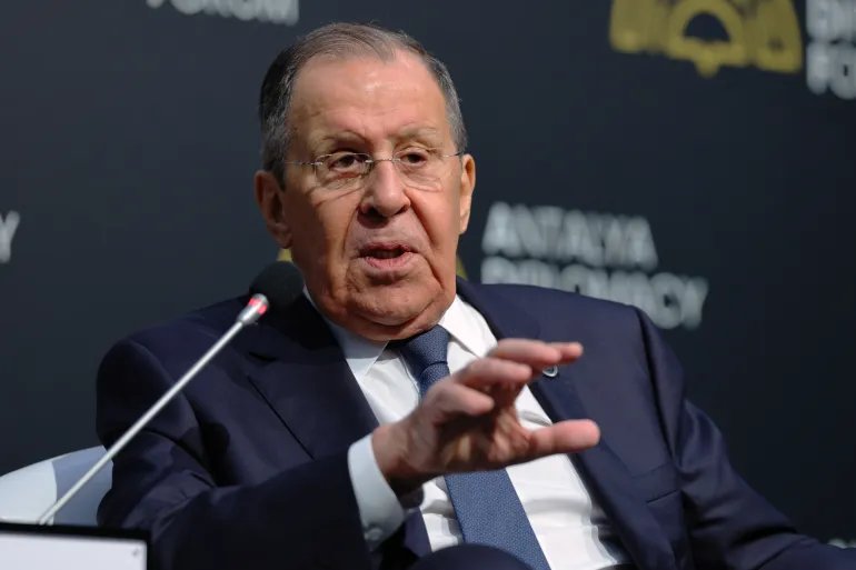 Russian Foreign Minister Sergey Lavrov talks during a panel at the Antalya Diplomacy Forum, in Antalya, southern Turkey, Saturday, April 18, 2026. (AP Photo/Riza Ozel)