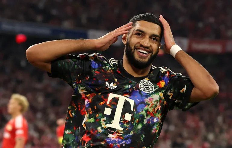 MUNICH, GERMANY - SEPTEMBER 18: Ismael Saibari of FC Bayern Munich celebrates scoring his team’s fifth goal during the Bundesliga 2026/27 match between FC Bayern München and 1. FC Union Berlin at Allianz Arena on September 18, 2026 in Munich, Germany. (Photo by Alexander Hassenstein/Getty Images)