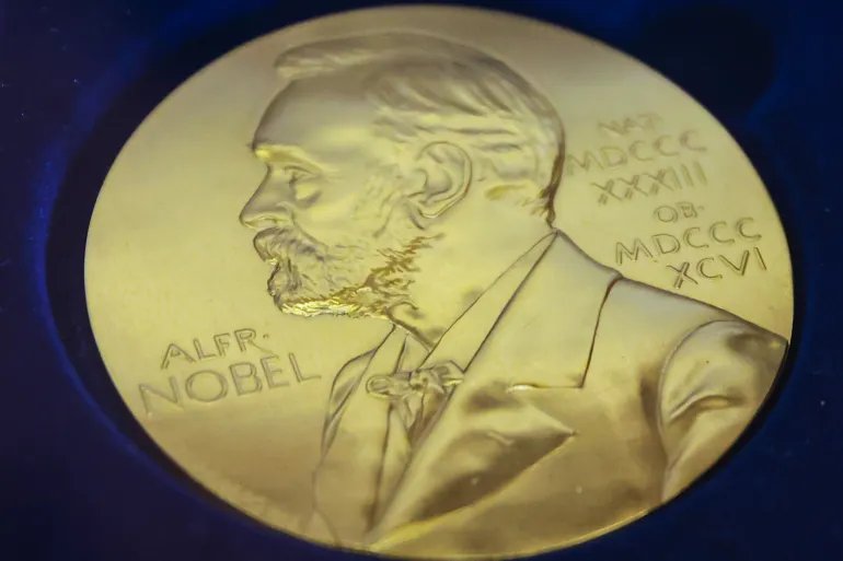 The Nobel Prize medal in Literature which was awarded in 1996 to Polish poet Wisawa Szymborska. Krakow, Poland on January 15th, 2025. (Photo by Beata Zawrzel/NurPhoto via Getty Images)