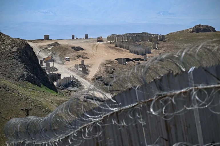 VAN, TURKIYE - JULY 17: A view from the area where a 6-kilometer line with difficult geographical conditions in the Baskale district is reinforced with a modular steel wall system within the scope of the wall construction along the Iran border, in Van, Turkiye on July 17, 2026. (Photo by Ozkan Bilgin/Anadolu via Getty Images)