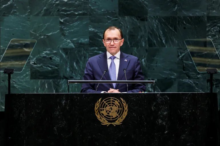 Norway's Foreign Minister Espen Barth Eide addresses the 81st United Nations General Assembly at UN headquarters in New York City, US, September 25, 2026. REUTERS/Eduardo Munoz