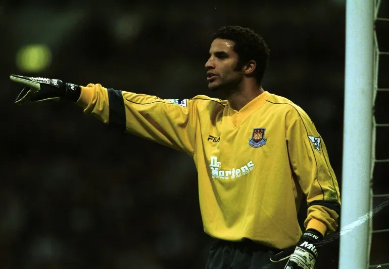 24 Nov 2001: West Ham goalkeeper David James starts the game during the West Ham United v Tottenham Hotspur match in the Barclaycard FA Premiership at Upton Park, London. Mandatory Credit: Phil Cole/ALLSPORT